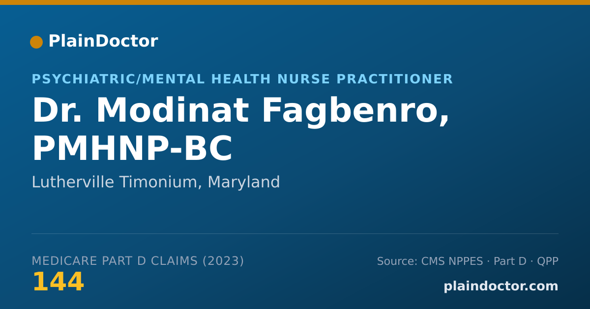 Shareable card for Modinat Fagbenro, PMHNP-BC - Psychiatric/Mental Health Nurse Practitioner, Lutherville Timonium, MD