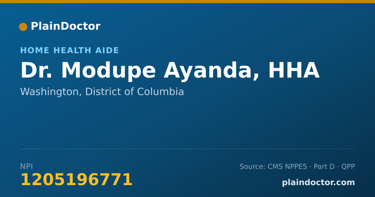 Shareable card for Modupe Ayanda, HHA - Home Health Aide, Washington, DC