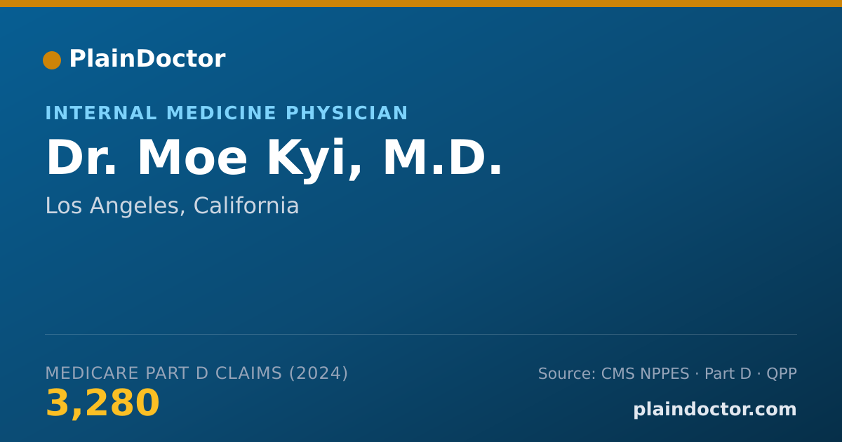 Shareable card for Moe Kyi, M.D. - Internal Medicine Physician, Los Angeles, CA