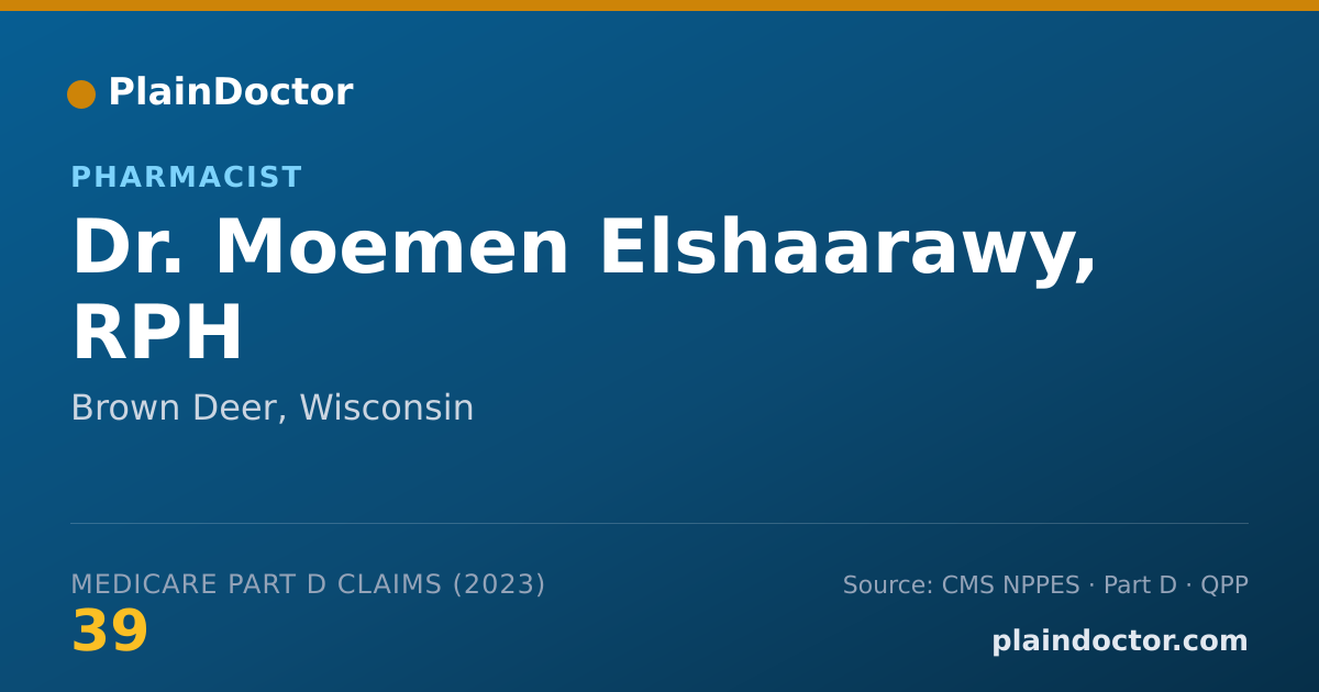 Shareable card for Moemen Elshaarawy, RPH - Pharmacist, Brown Deer, WI