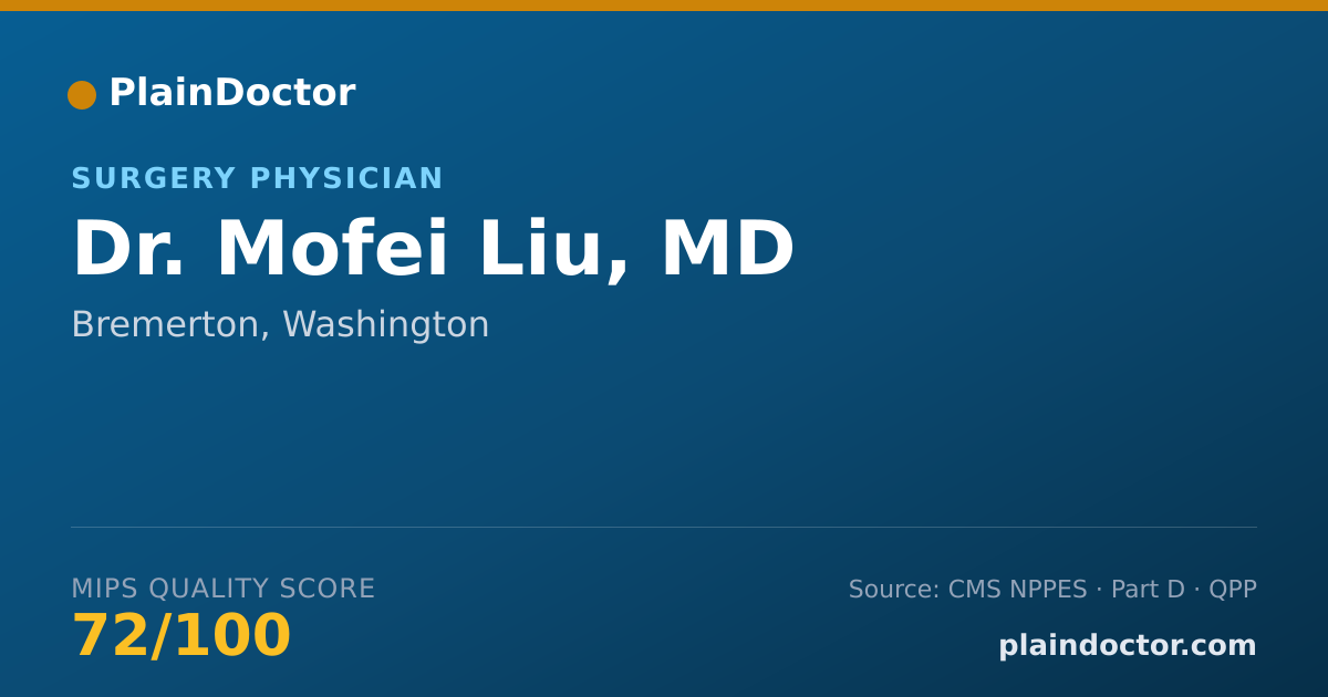 Shareable card for Mofei Liu, MD - Surgery Physician, Bremerton, WA