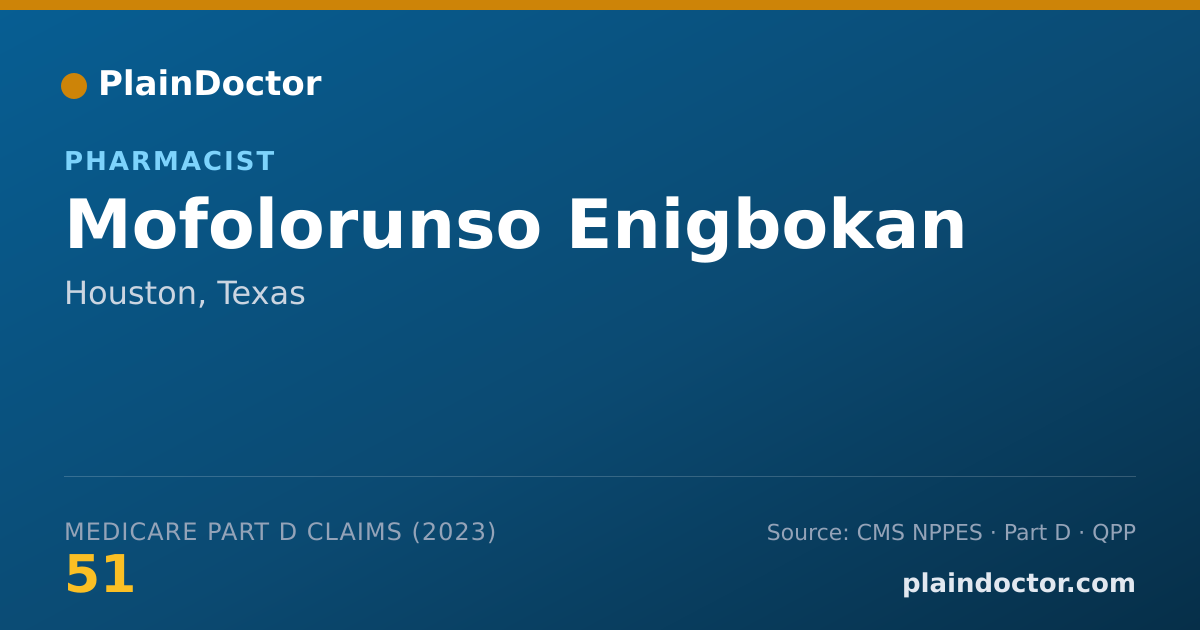 Shareable card for Mofolorunso Enigbokan - Pharmacist, Houston, TX