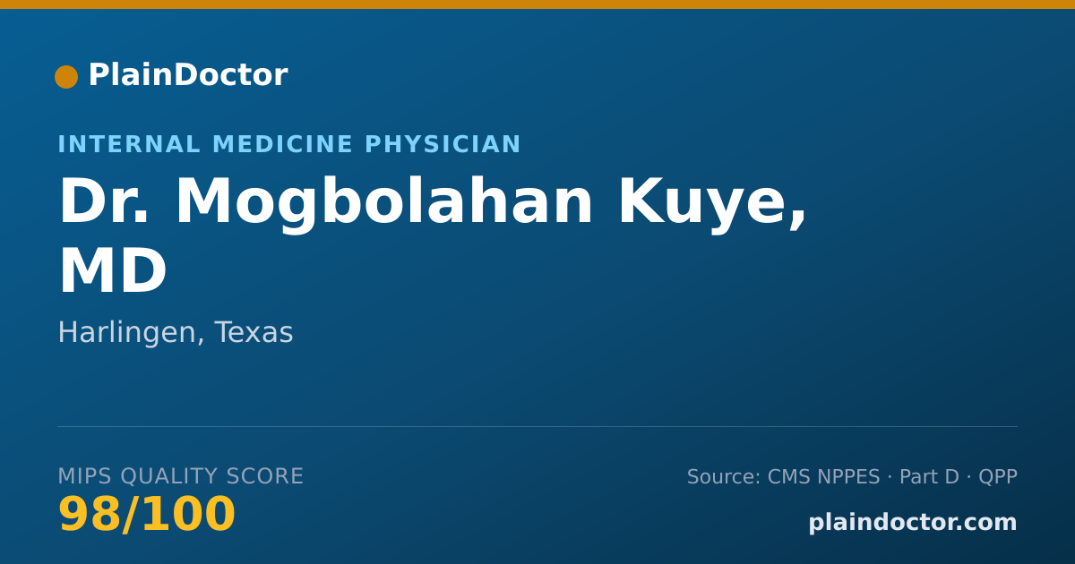 Shareable card for Mogbolahan Kuye, MD - Internal Medicine Physician, Harlingen, TX