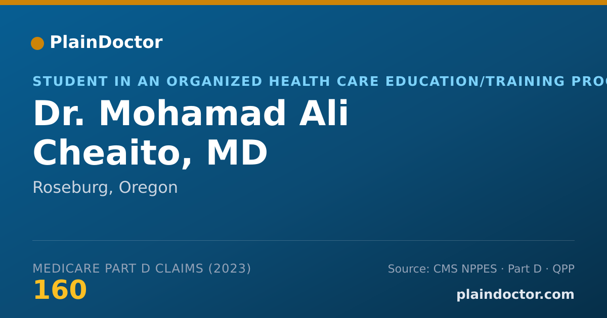 Shareable card for Mohamad Ali Cheaito, MD - Student in an Organized Health Care Education/Training Program, Roseburg, OR