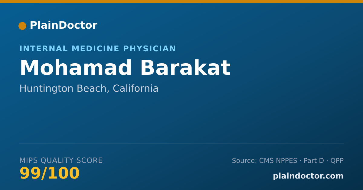 Shareable card for Mohamad Barakat - Internal Medicine Physician, Huntington Beach, CA