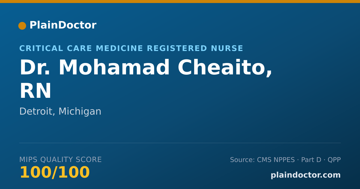 Shareable card for Mohamad Cheaito, RN - Critical Care Medicine Registered Nurse, Detroit, MI