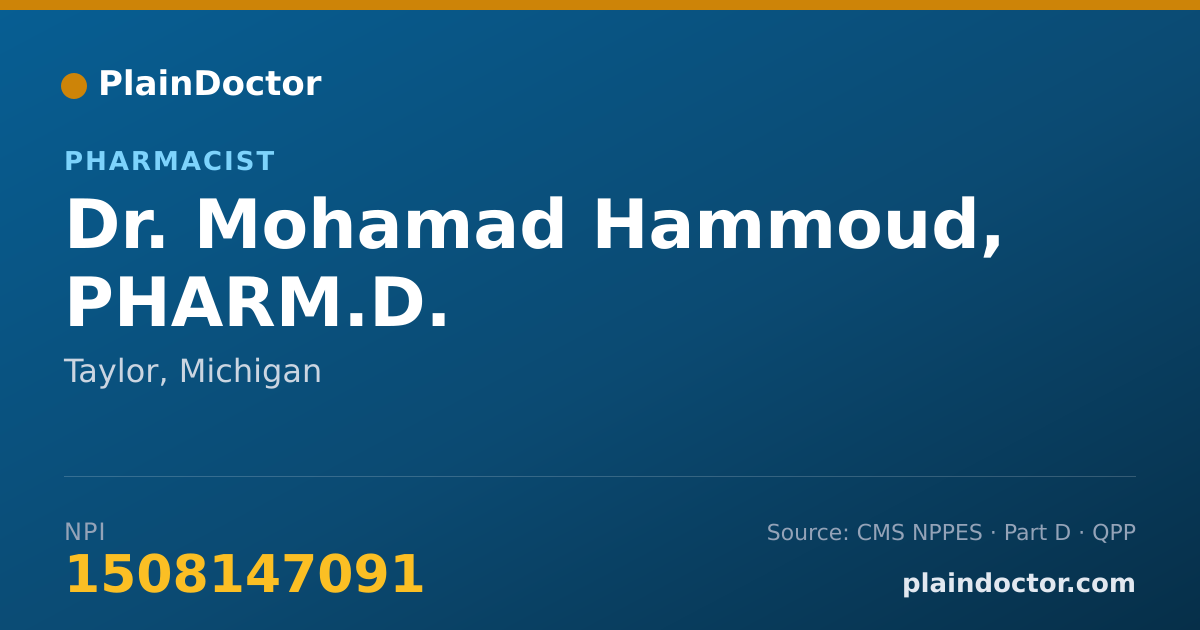 Shareable card for Mohamad Hammoud, PHARM.D. - Pharmacist, Taylor, MI