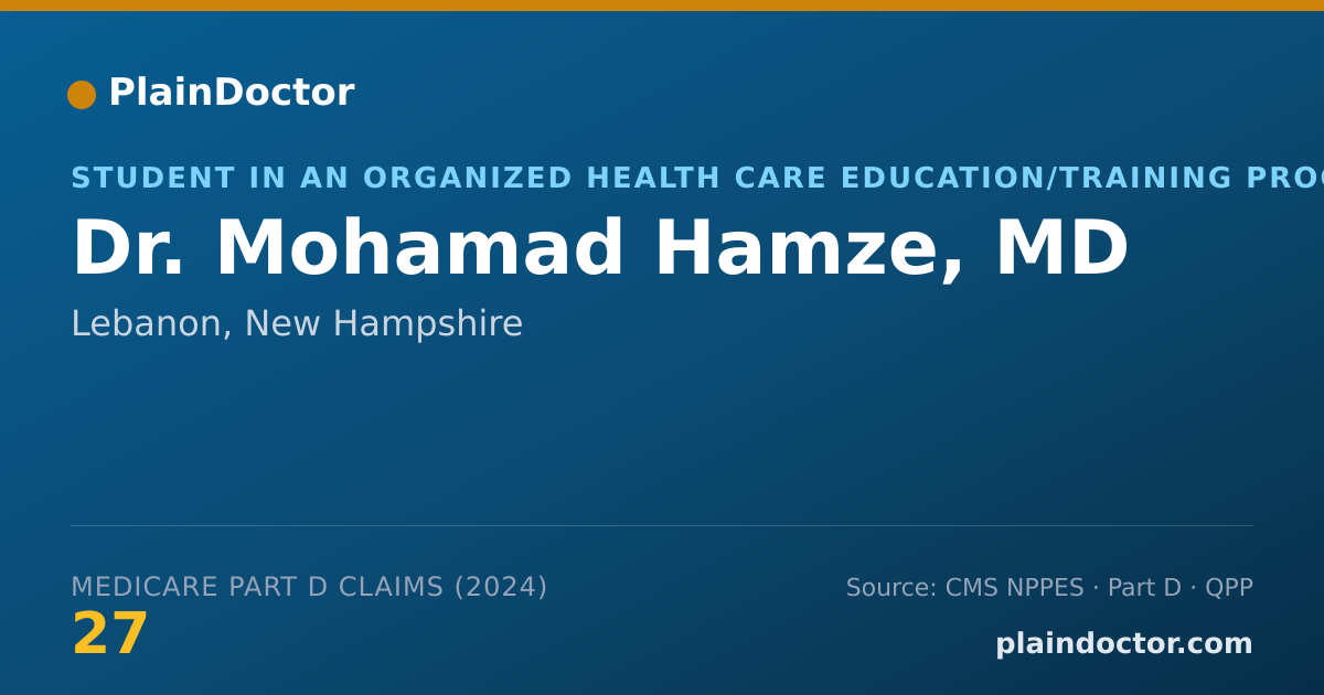 Shareable card for Mohamad Hamze, MD - Student in an Organized Health Care Education/Training Program, Lebanon, NH