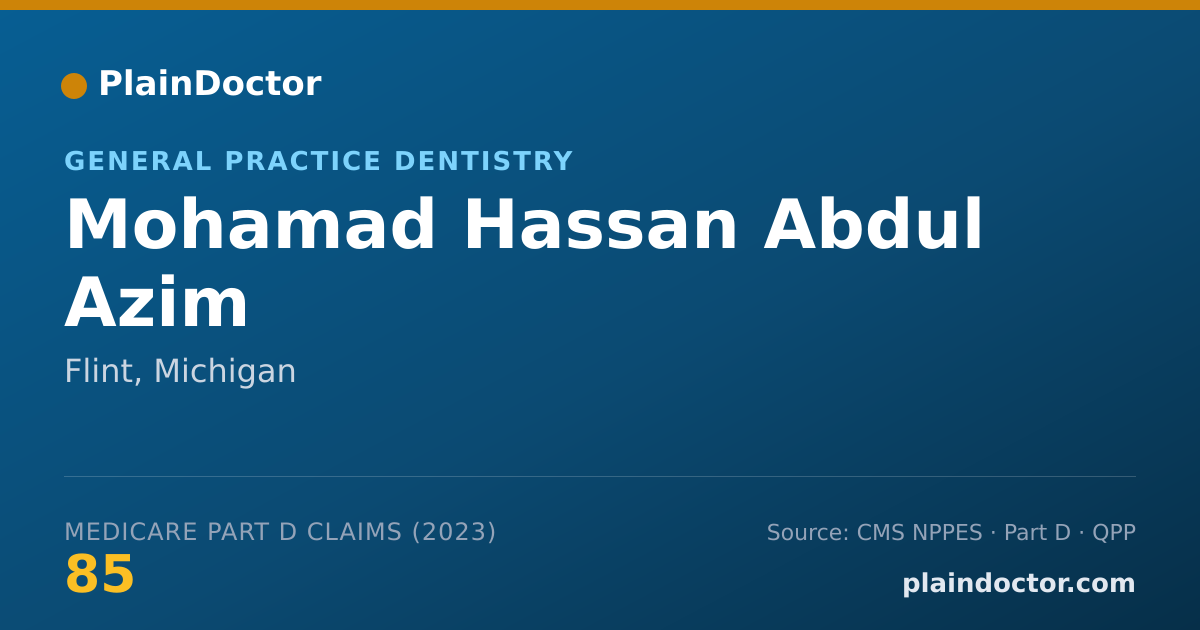 Shareable card for Mohamad Hassan Abdul Azim - General Practice Dentistry, Flint, MI
