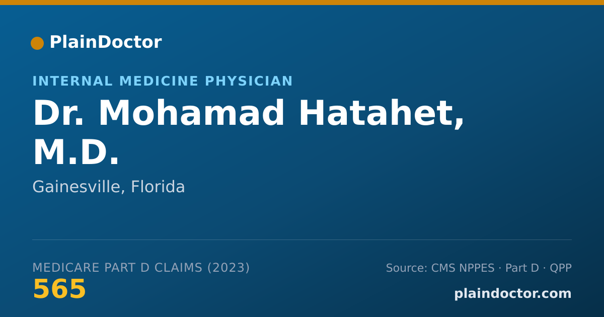 Shareable card for Mohamad Hatahet, M.D. - Internal Medicine Physician, Gainesville, FL