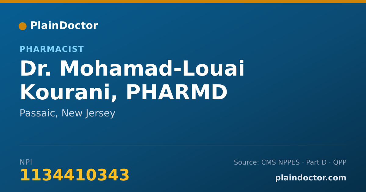 Shareable card for Mohamad-Louai Kourani, PHARMD - Pharmacist, Passaic, NJ