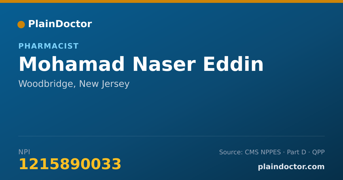 Shareable card for Mohamad Naser Eddin - Pharmacist, Woodbridge, NJ