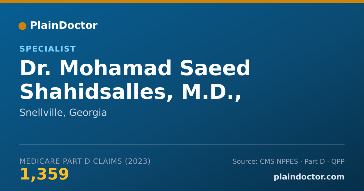 Shareable card for Mohamad Saeed Shahidsalles, M.D., PH.D. - Specialist, Snellville, GA