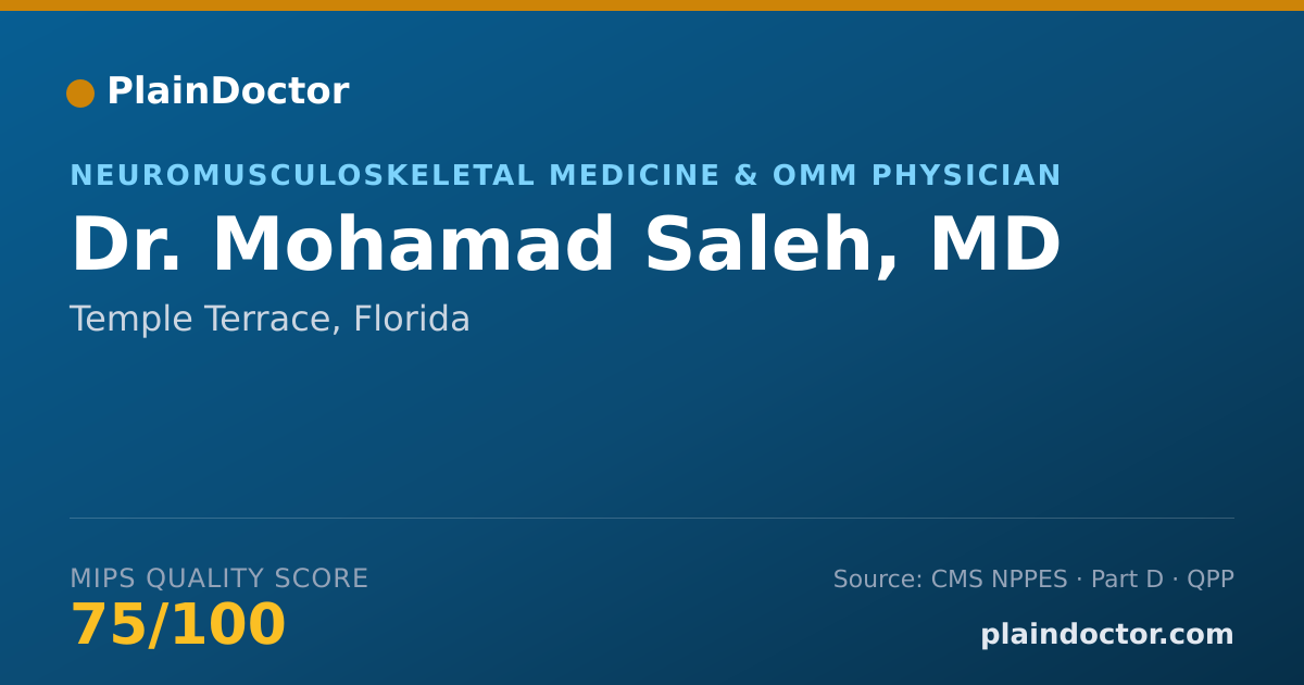 Shareable card for Mohamad Saleh, MD - Neuromusculoskeletal Medicine & OMM Physician, Temple Terrace, FL