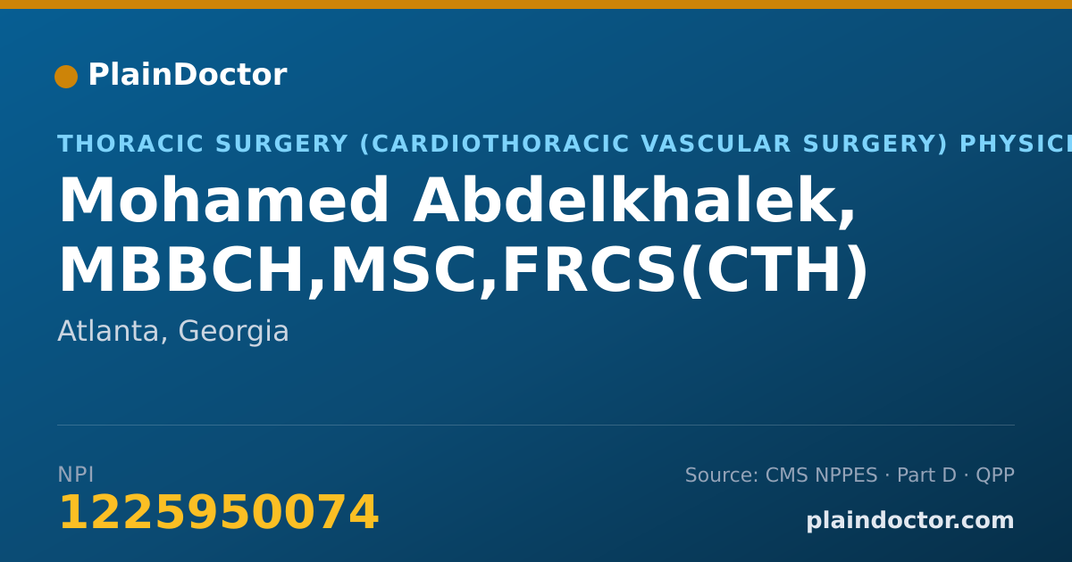 Shareable card for Mohamed Abdelkhalek, MBBCH,MSC,FRCS(CTH) - Thoracic Surgery (Cardiothoracic Vascular Surgery) Physician, Atlanta, GA