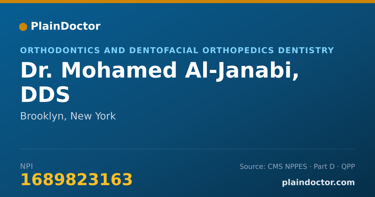 Shareable card for Mohamed Al-Janabi, DDS - Orthodontics and Dentofacial Orthopedics Dentistry, Brooklyn, NY