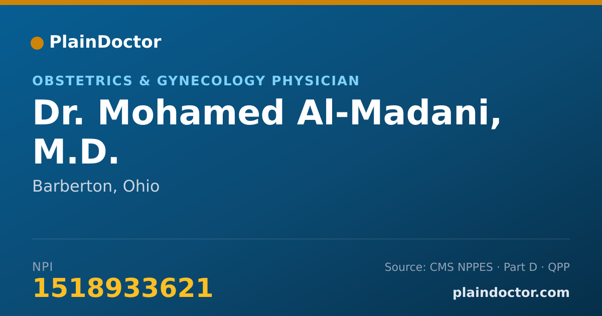 Shareable card for Mohamed Al-Madani, M.D. - Obstetrics & Gynecology Physician, Barberton, OH