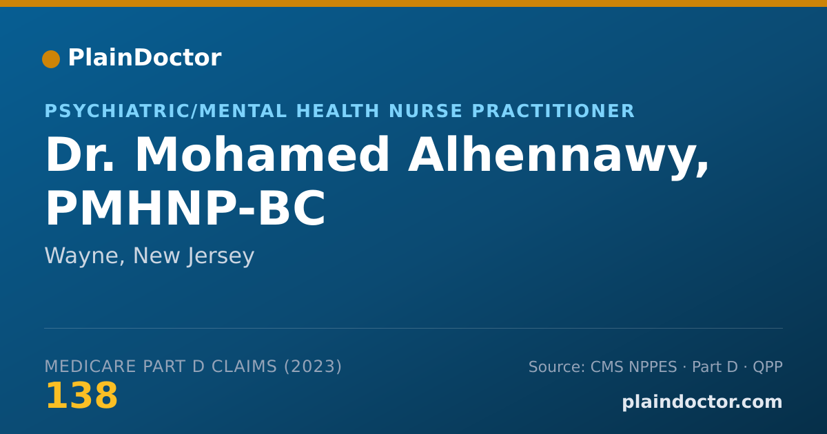 Shareable card for Mohamed Alhennawy, PMHNP-BC - Psychiatric/Mental Health Nurse Practitioner, Wayne, NJ