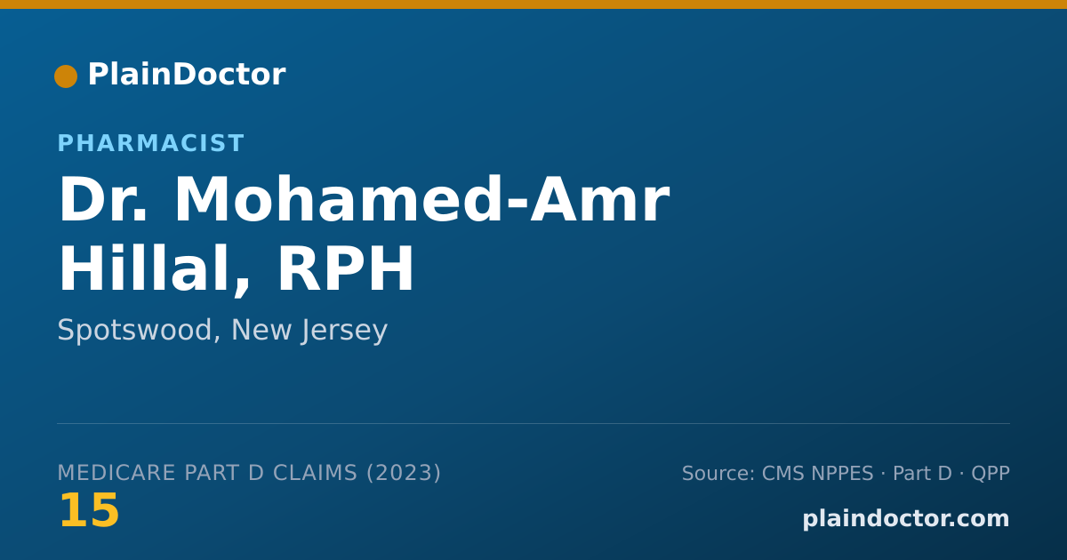 Shareable card for Mohamed-Amr Hillal, RPH - Pharmacist, Spotswood, NJ