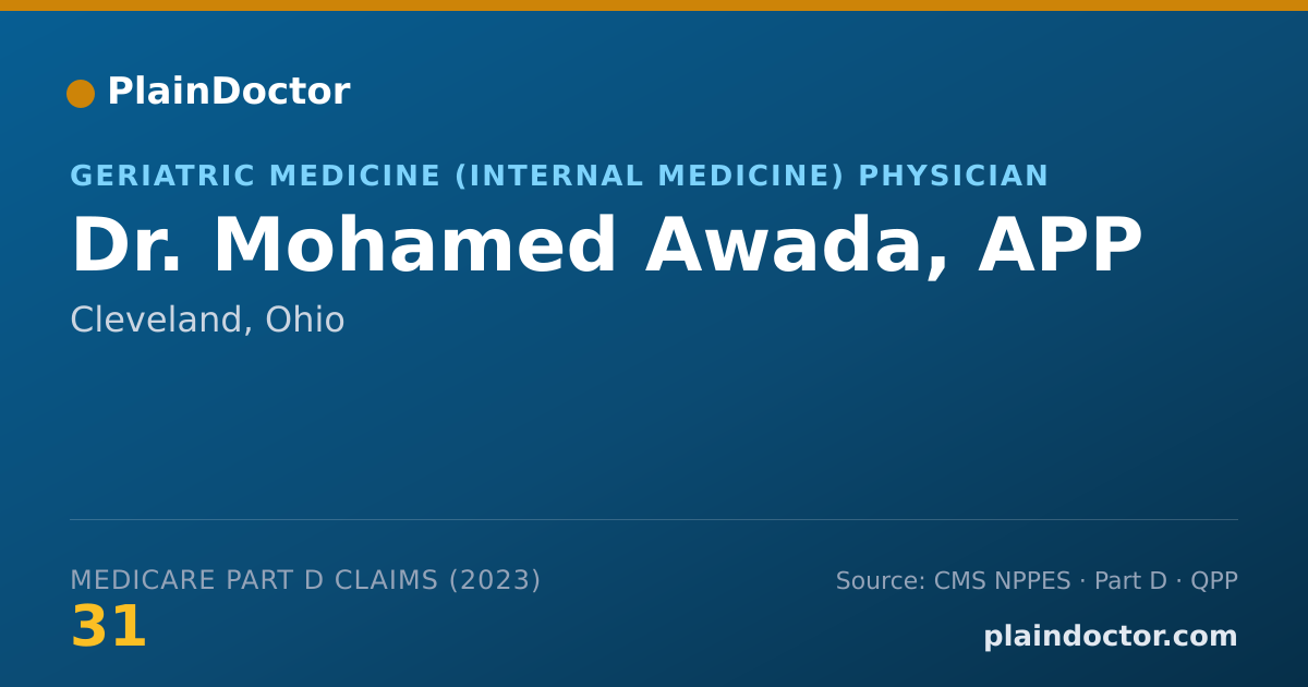 Shareable card for Mohamed Awada, APP - Geriatric Medicine (Internal Medicine) Physician, Cleveland, OH