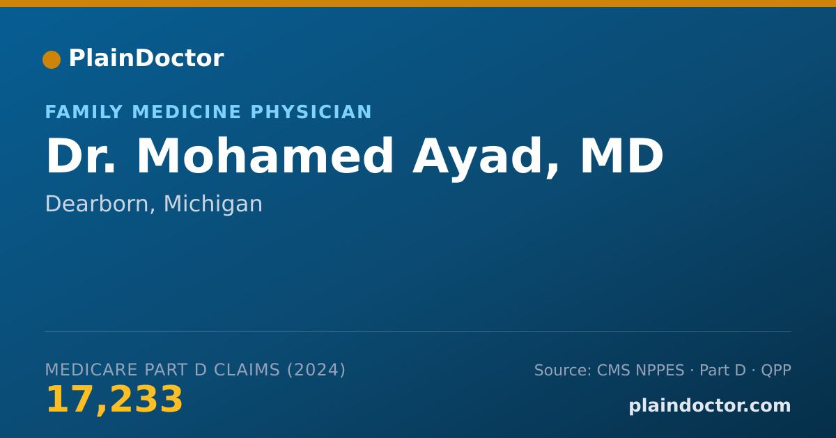 Shareable card for Mohamed Ayad, MD - Family Medicine Physician, Dearborn, MI