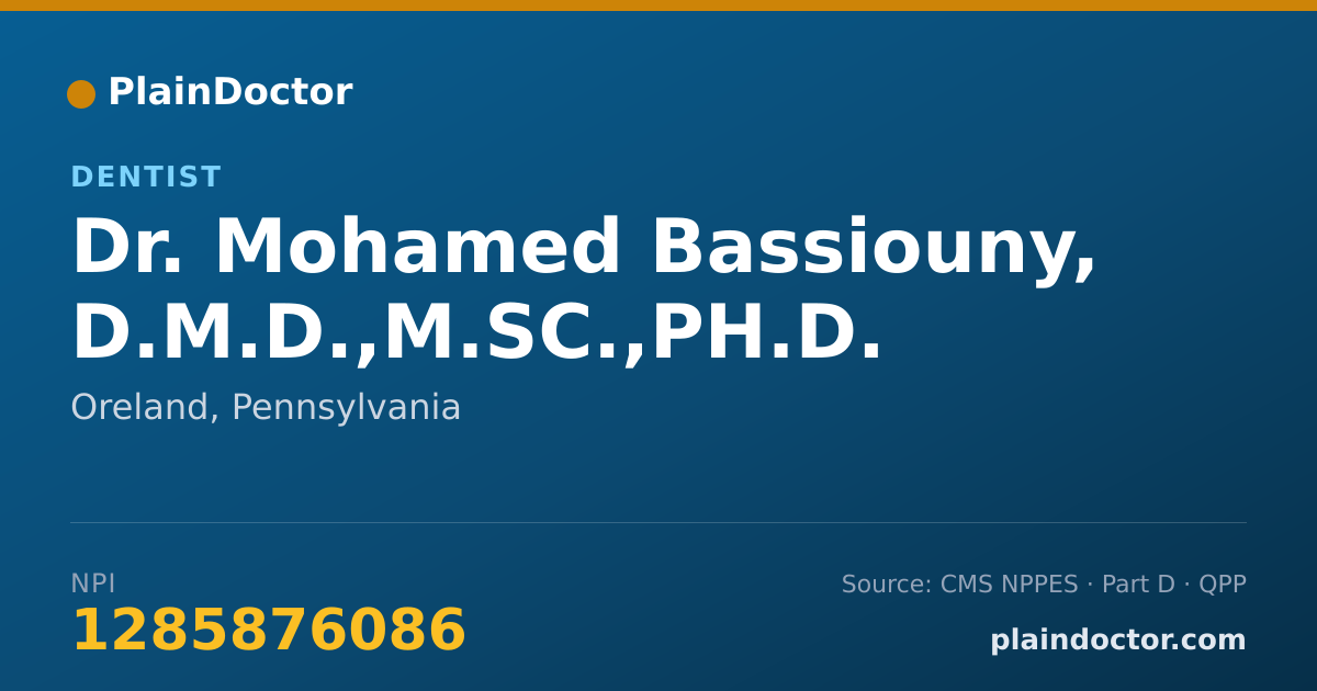 Shareable card for Mohamed Bassiouny, D.M.D.,M.SC.,PH.D. - Dentist, Oreland, PA