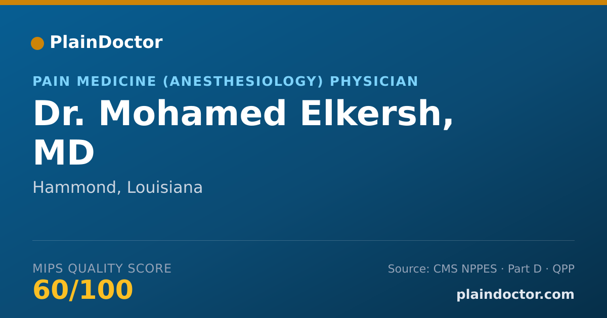 Shareable card for Mohamed Elkersh, MD - Pain Medicine (Anesthesiology) Physician, Hammond, LA