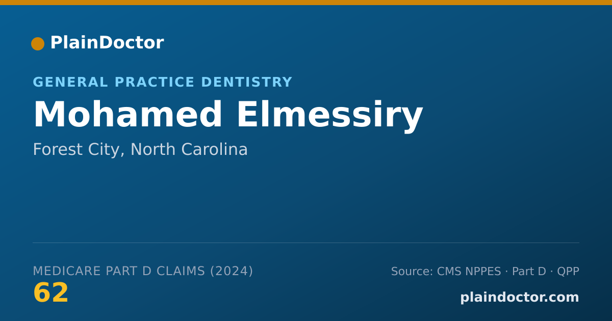 Shareable card for Mohamed Elmessiry - General Practice Dentistry, Forest City, NC
