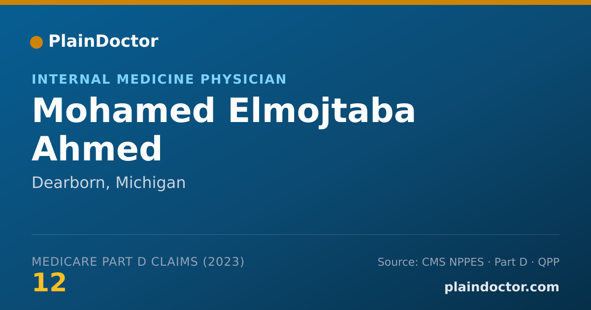 Shareable card for Mohamed Elmojtaba Ahmed - Internal Medicine Physician, Dearborn, MI
