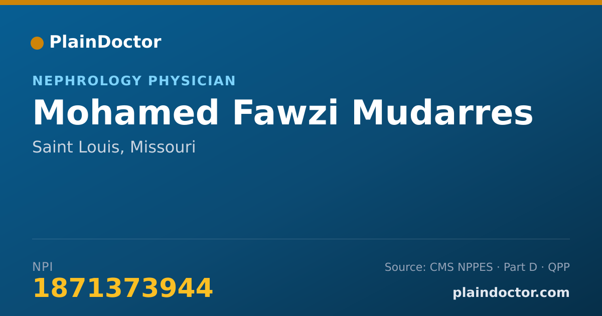 Shareable card for Mohamed Fawzi Mudarres - Nephrology Physician, Saint Louis, MO