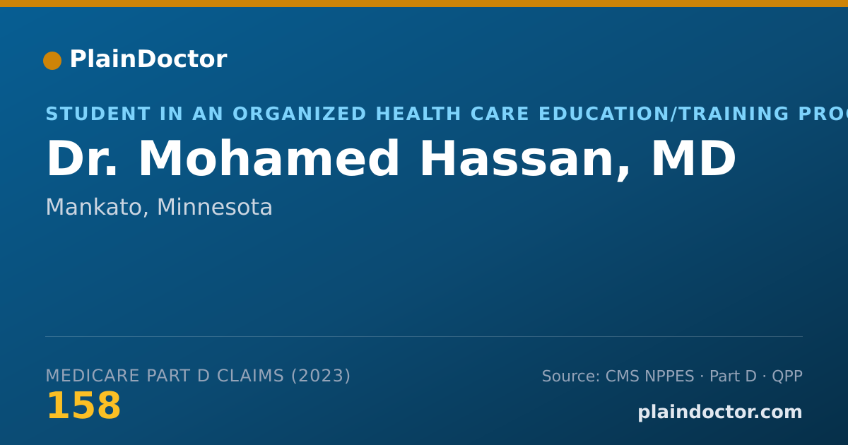 Shareable card for Mohamed Hassan, MD - Student in an Organized Health Care Education/Training Program, Mankato, MN