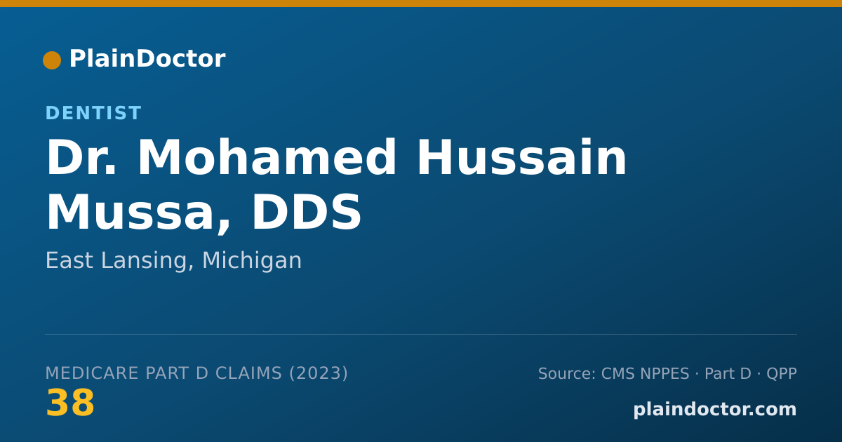 Shareable card for Mohamed Hussain Mussa, DDS - Dentist, East Lansing, MI