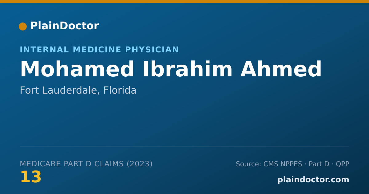 Shareable card for Mohamed Ibrahim Ahmed - Internal Medicine Physician, Fort Lauderdale, FL