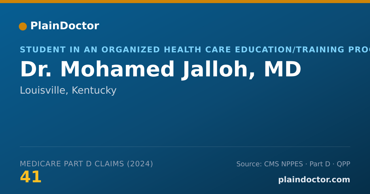 Shareable card for Mohamed Jalloh, MD - Student in an Organized Health Care Education/Training Program, Louisville, KY