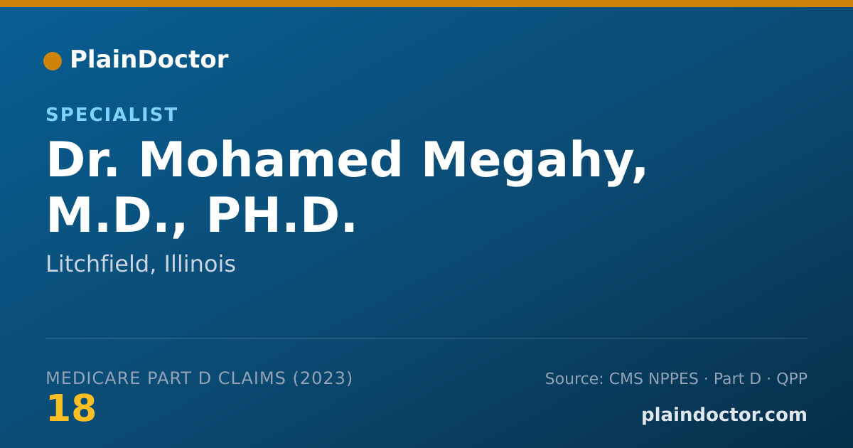 Shareable card for Mohamed Megahy, M.D., PH.D. - Specialist, Litchfield, IL