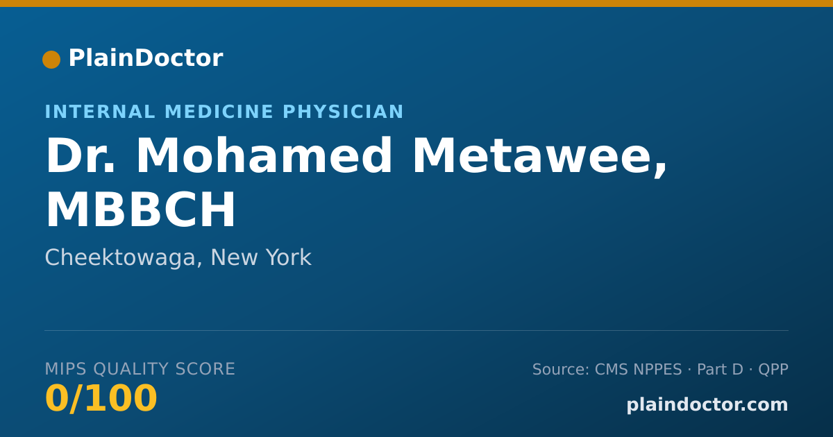 Shareable card for Mohamed Metawee, MBBCH - Internal Medicine Physician, Cheektowaga, NY