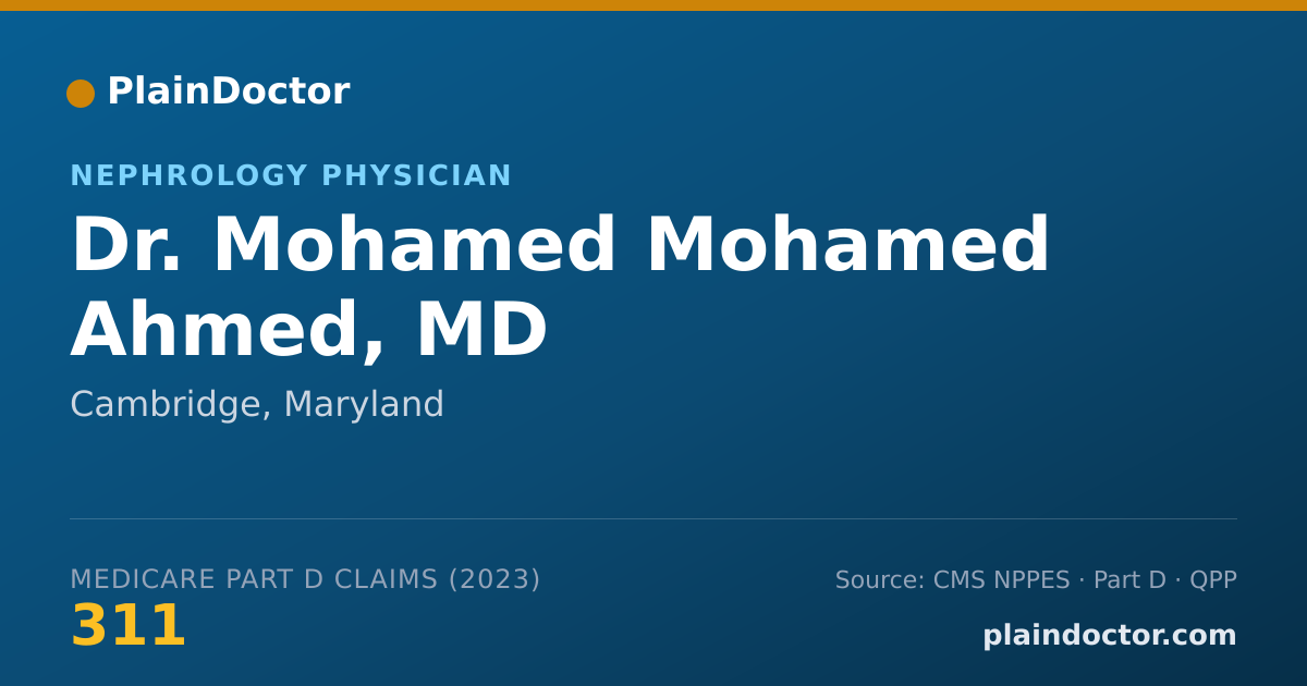 Shareable card for Mohamed Mohamed Ahmed, MD - Nephrology Physician, Cambridge, MD