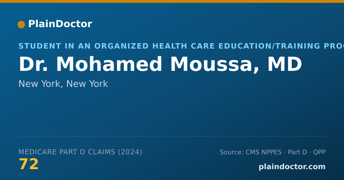 Shareable card for Mohamed Moussa, MD - Student in an Organized Health Care Education/Training Program, New York, NY