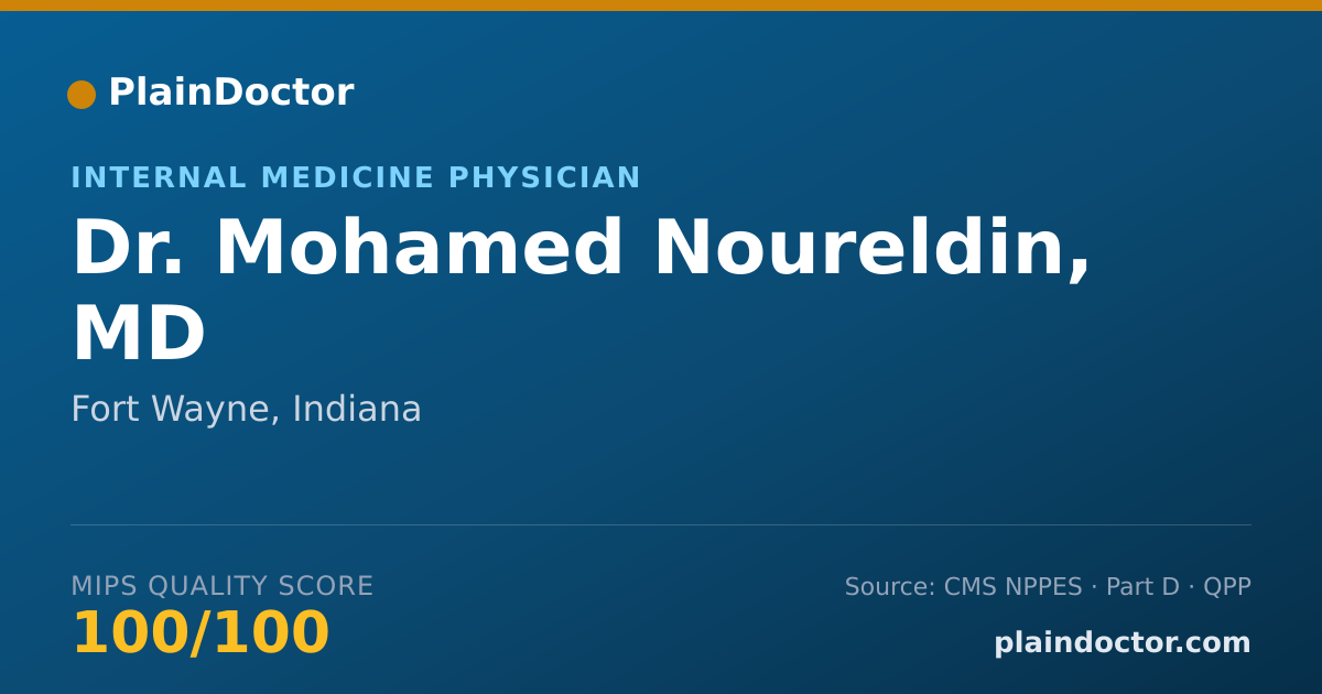 Shareable card for Mohamed Noureldin, MD - Internal Medicine Physician, Fort Wayne, IN
