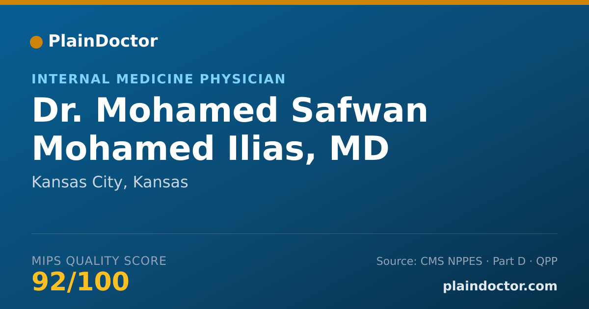 Shareable card for Mohamed Safwan Mohamed Ilias, MD - Internal Medicine Physician, Kansas City, KS