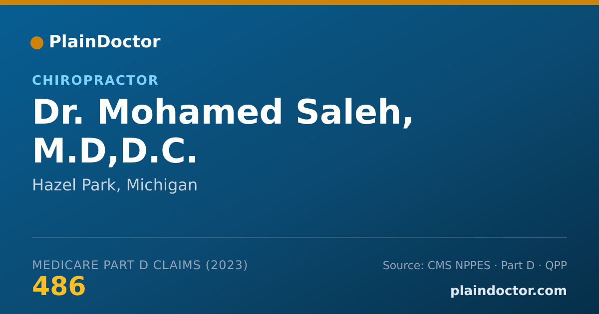Shareable card for Mohamed Saleh, M.D,D.C. - Chiropractor, Hazel Park, MI