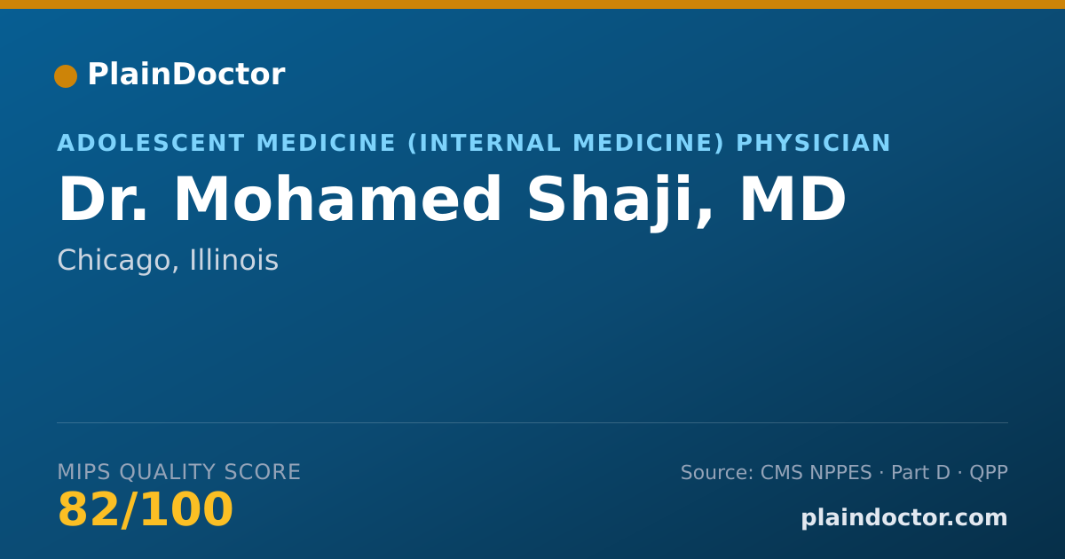 Shareable card for Mohamed Shaji, MD - Adolescent Medicine (Internal Medicine) Physician, Chicago, IL