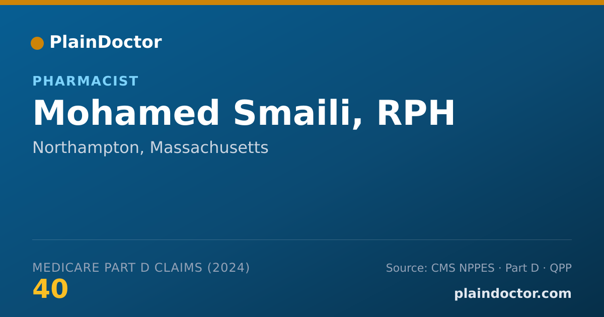 Shareable card for Mohamed Smaili, RPH - Pharmacist, Northampton, MA