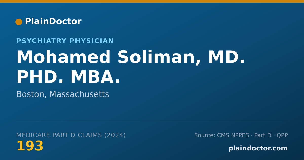 Shareable card for Mohamed Soliman, MD. PHD. MBA. - Psychiatry Physician, Boston, MA
