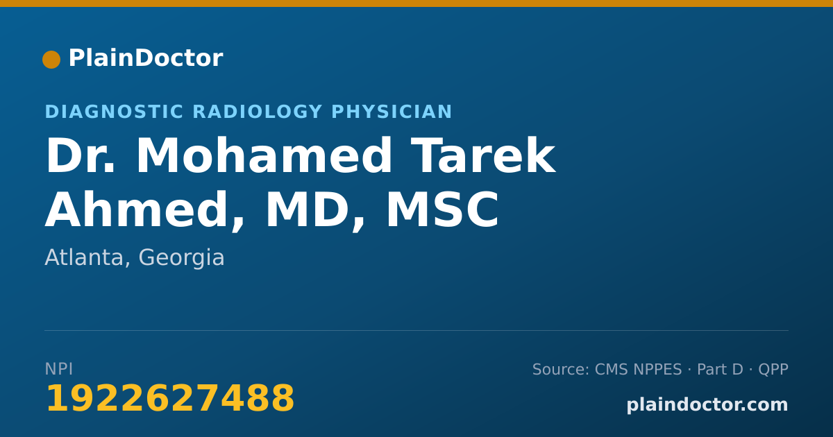 Shareable card for Mohamed Tarek Ahmed, MD, MSC - Diagnostic Radiology Physician, Atlanta, GA