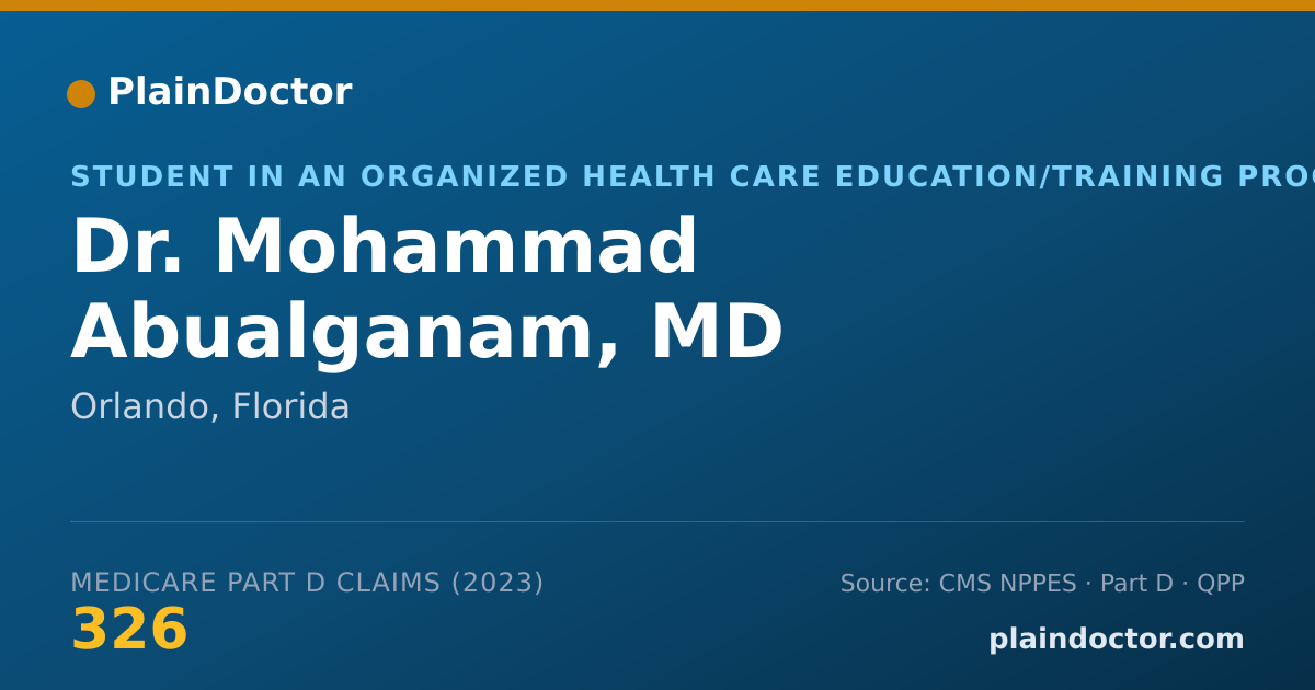 Shareable card for Mohammad Abualganam, MD - Student in an Organized Health Care Education/Training Program, Orlando, FL