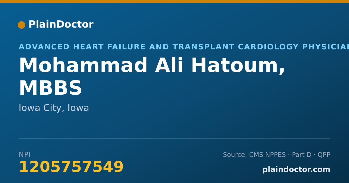 Shareable card for Mohammad Ali Hatoum, MBBS - Advanced Heart Failure and Transplant Cardiology Physician, Iowa City, IA
