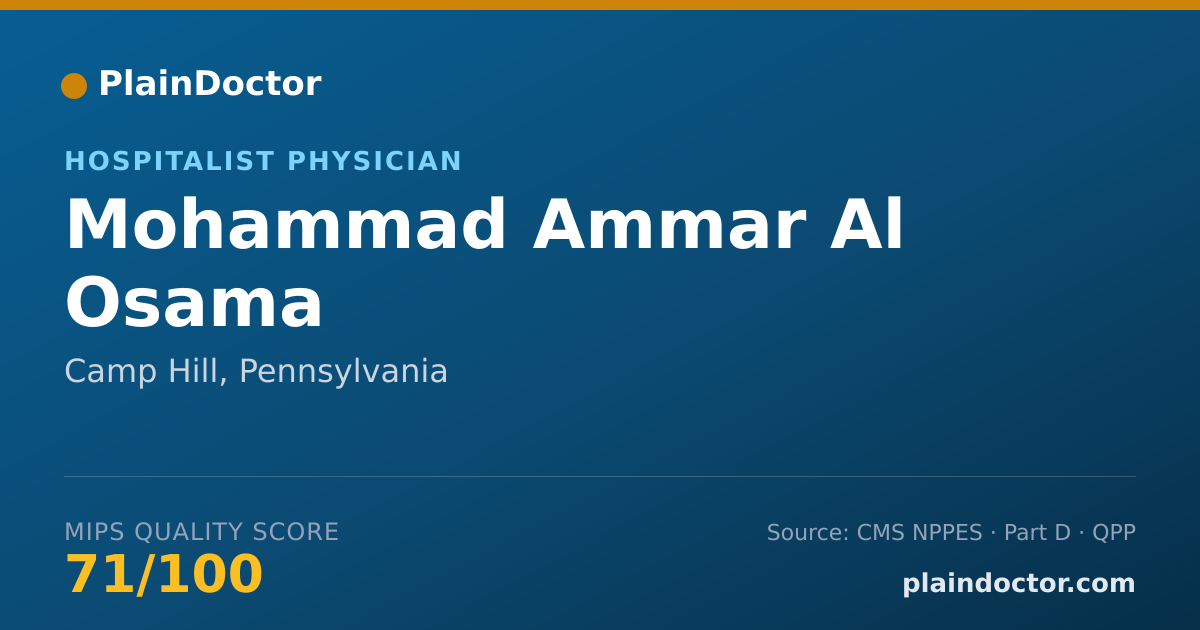 Shareable card for Mohammad Ammar Al Osama - Hospitalist Physician, Camp Hill, PA