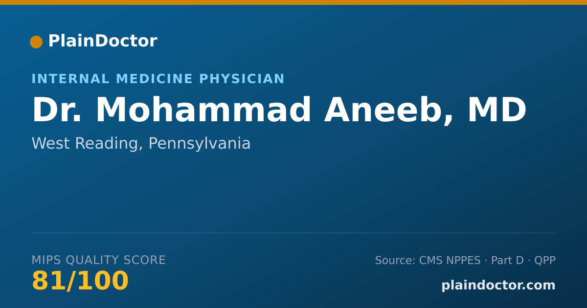 Shareable card for Mohammad Aneeb, MD - Internal Medicine Physician, West Reading, PA