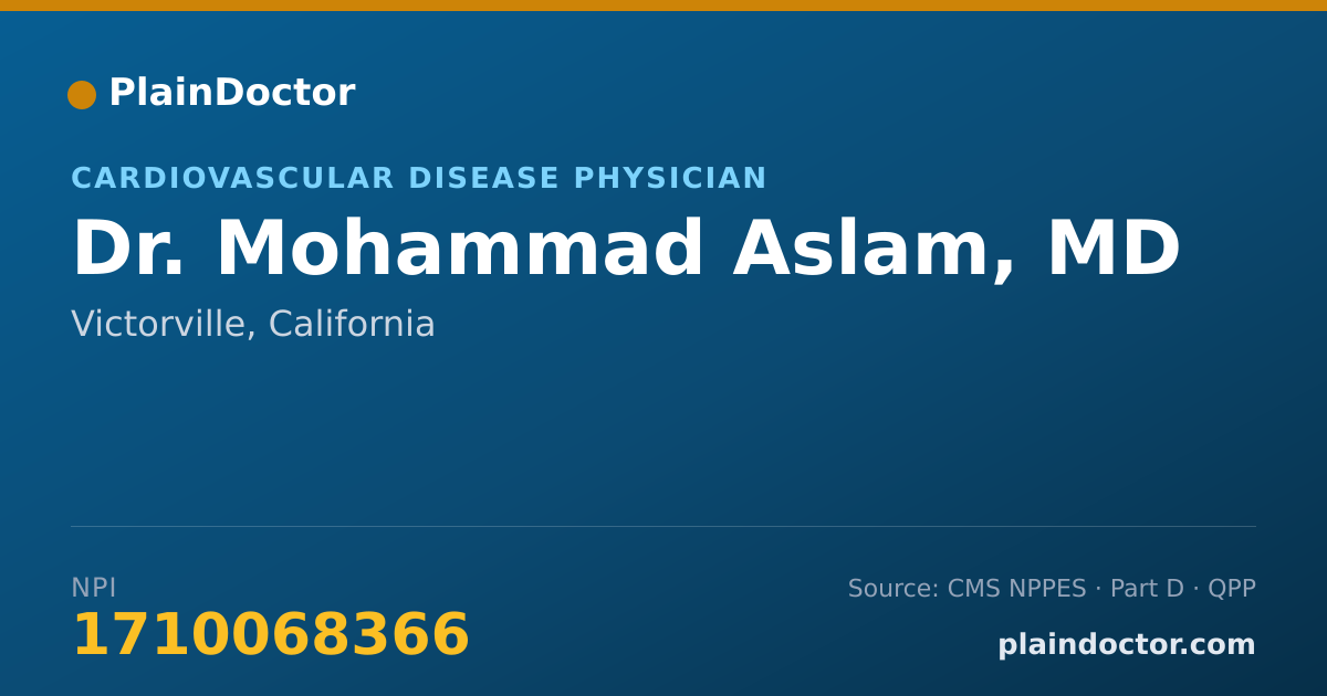 Shareable card for Mohammad Aslam, MD - Cardiovascular Disease Physician, Victorville, CA